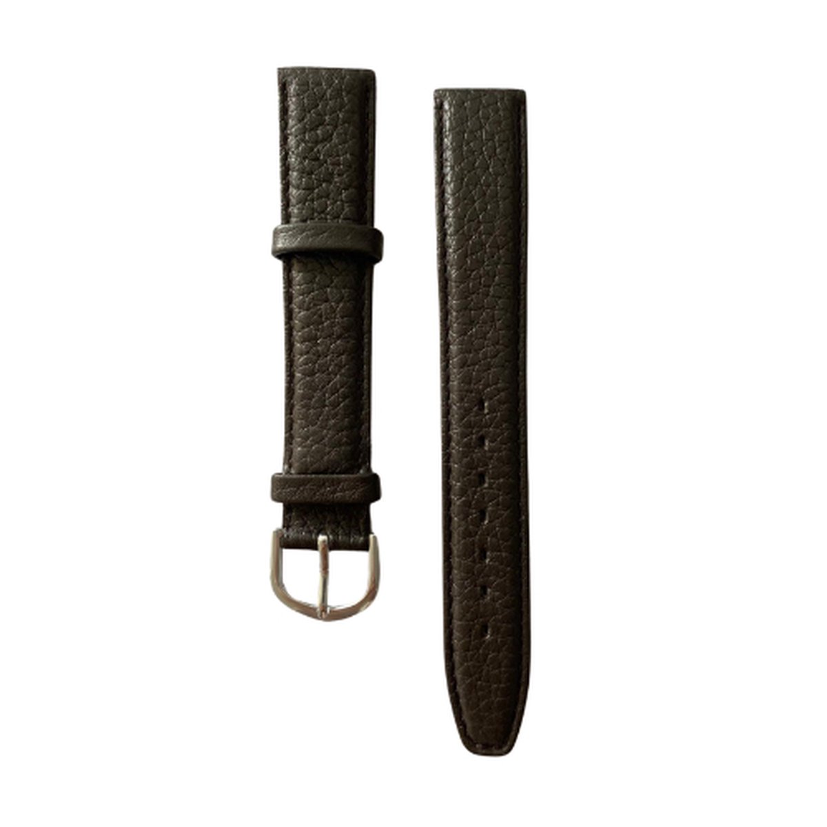 Leren horlogebandje - zilveren buckle - echt leer - grey brown