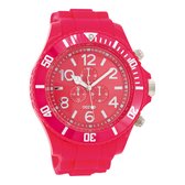 OOZOO Timepieces - Fluo roze horloge met fluo roze rubber band - C4827