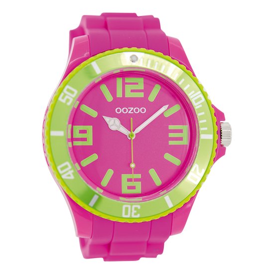OOZOO Timepieces - Roze horloge met roze rubber band - C5820