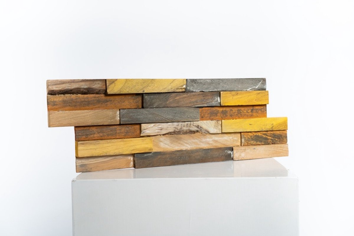 Bohemian teak plakhout 3D wandpanelen doos 10 stuks FSC
