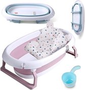 Opvouwbare babybadkuip incl. kinderballen en babyhaarwasbeker (Roze)