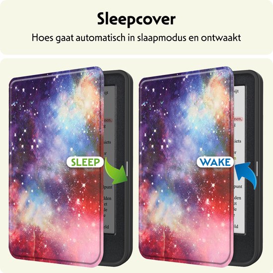 Hoesje Geschikt voor Kobo Clara Colour Hoes Bescherm Hoesje Case Sleep Cover Met Screenprotector - Hoes Geschikt voor Kobo Clara Colour Hoesje - Galaxy van Hoesje  — afbeelding 3