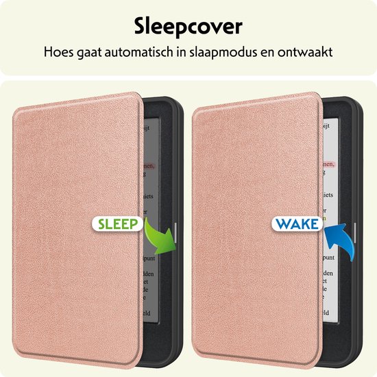Hoesje Geschikt voor Kobo Clara Colour Hoes Bescherm Hoesje Case Sleep Cover Met Screenprotector - Hoes Geschikt voor Kobo Clara Colour Hoesje - Rosé Goud van Hoesje  — afbeelding 3