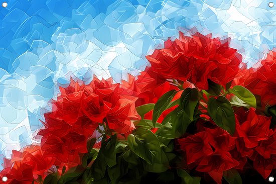 Bloemen tuinposter - Natuur tuinposter - Tuinposter Bladeren - Muurdecoratie tuin - Poster tuin - Tuindecoratie wanddecoratie tuinposter 90x60 cm