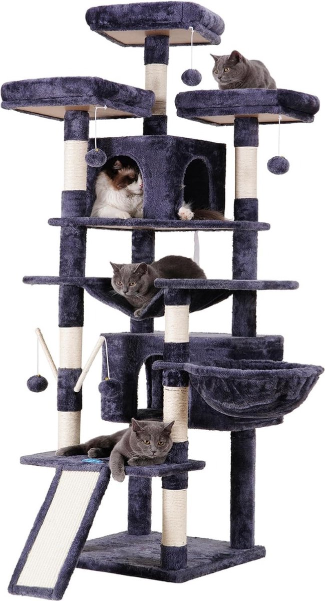 TADES® Krabpaal - 180 CM - Krabpaal Voor Katten - Kattenpaal - Kattenboom - Krabton - Krabpaal Voor Zware Katten - Kattenmeubel - Krappaal - Krappaal - Krabpaal Kat - Cat Tree - Cat Tower - Krabpaal Voor Grote Katten - XXL