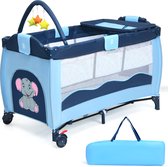 SureDeal® - Kinderbed - Reiswieg - Babybox - Opklapbed - Luiertafel - Wieg - Blauw - Baby Bed - Inklapbaar - 125x66x84cm