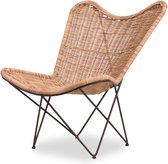 Mariposa Lounge fauteuil - vlinder-vormig - zwart stalen frame - naturel rotan zitting