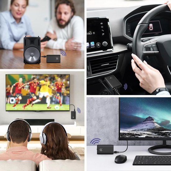 Bluetooth Transmitter - Bluetooth Receiver - Adapter - Zwart met Blauw van TeckNet — afbeelding 5