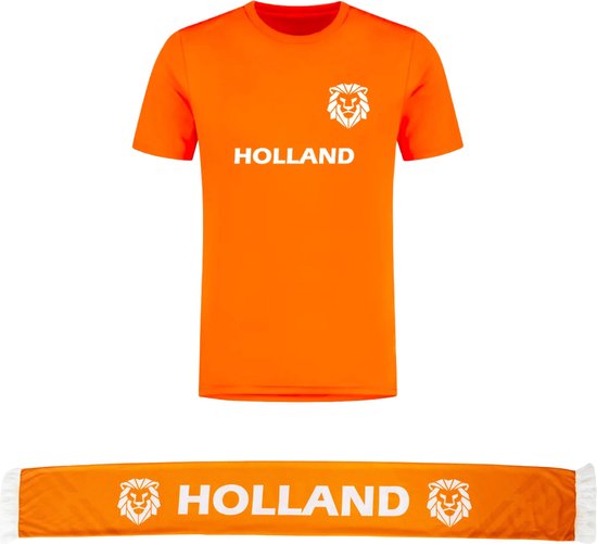 Nederlands Elftal voetbalshirt met sjaal - EK 2024 - Oranje shirt - Oranje sjaal - Voetbalshirts volwassenen - Sportshirt - Maat M
