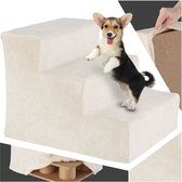 tectake® Hondentrap of kattentrap - Huisdiertrap - Instaphulp met wasbare hoes - Extra vlakke trap - Huisdiertrap voor bank, bed of auto - Afmetingen (BxDxH) 37 x 45 x 34,5 cm - Crème