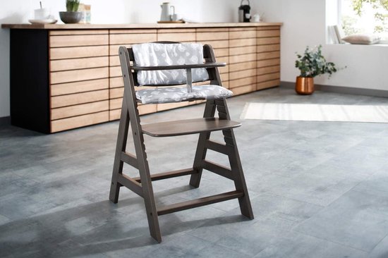 Hauck Alpha Highchair Pad Deluxe stoelverkleiner houten kinderstoel - grijs - makkelijk te bevestigen en schoon te maken van Hauck — afbeelding 3