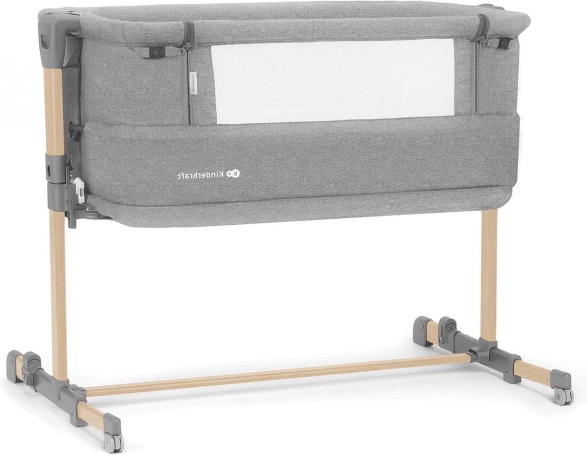 Bol.com 3 in 1 Co Sleeper Side Bed Baby Cot - Height Adjustable - Birth to 2 Years - Light Grey - Soft Material - with Mattress ... aanbieding