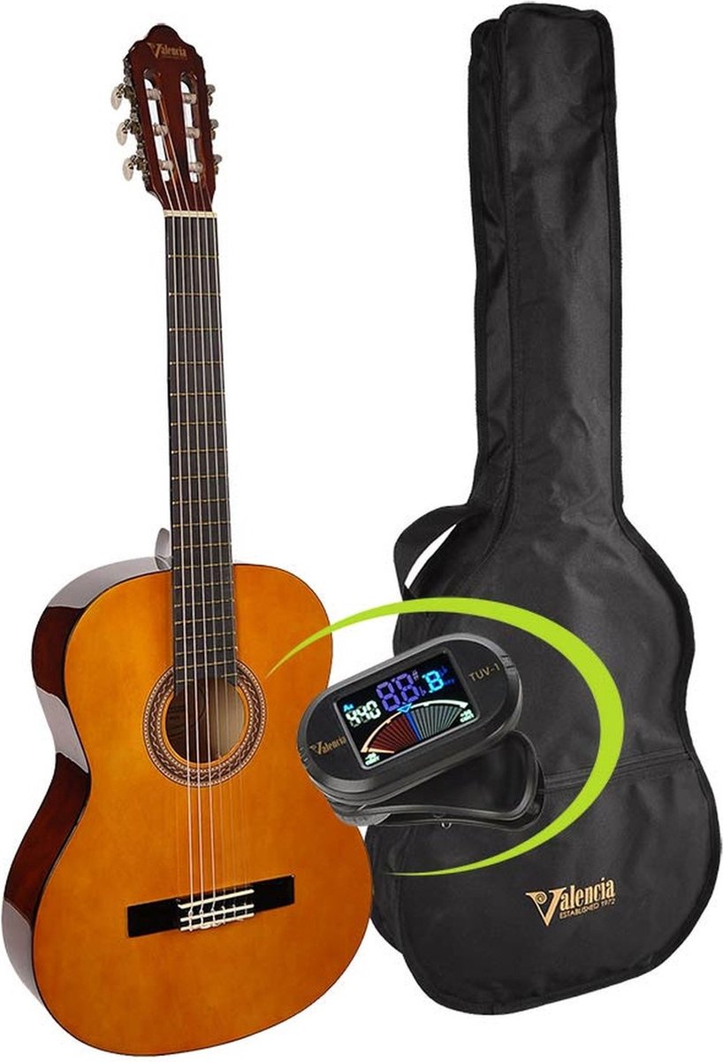 Valencia VC104K Series 100 Akoestische Klassieke Gitaar Bundel (4/4) – Compleet Starterspakket voor de Beginnende Gitarist