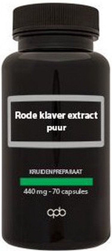 Zwarte pot APB Holland Rode klaver extract 440mg met 70 capsules en zwarte dop.