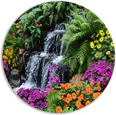Waterval muurcirkel - Natuur rond schilderij - Wandpaneel Bloemen - Klassiek schilderijen - Muurcirkel - Decoratie slaapkamer muurcirkel forex 100x100 cm