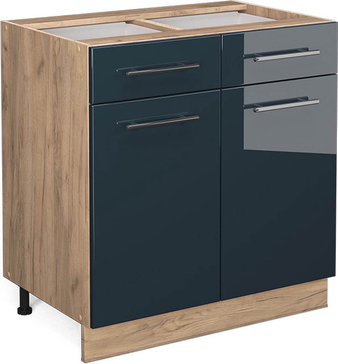 Vicco Fame-Line Keukenkasten – 80 cm zonder werkblad Donkerblauw hoogglans Donkerblauw hoogglans/Goudkleurig Eiken
