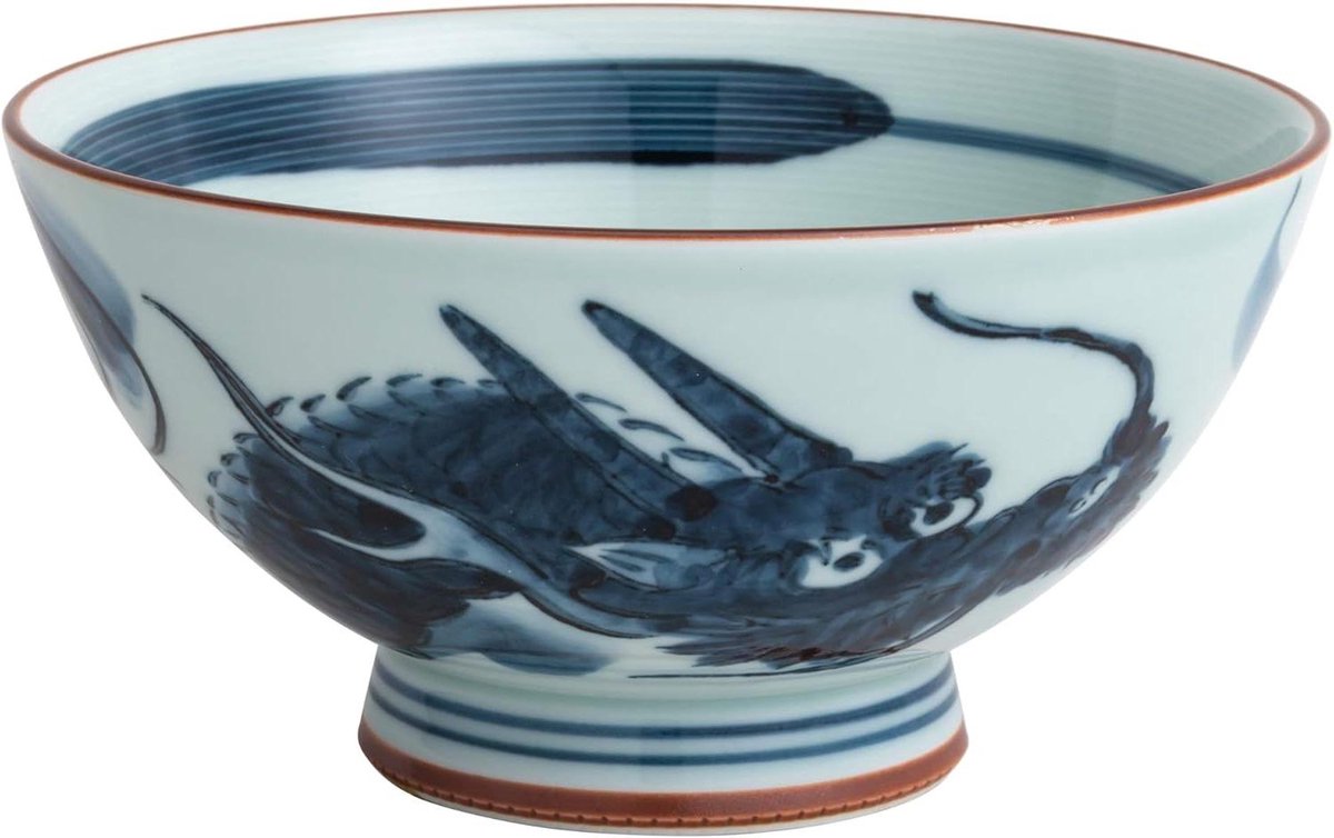 Porcelain Rice Bowl 500ml Dragon - Traditional Hasami-yaki Japanese - High Quality