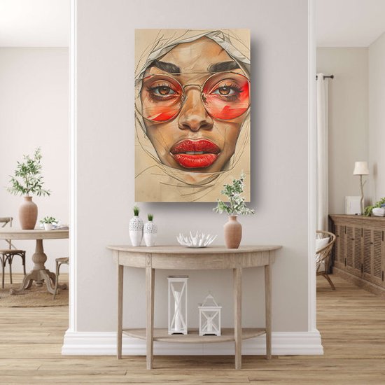 Décoration murale femme - Décoration murale portrait - Décoration murale lunettes - Décoration murale campagne - Posters chambre - Décoration murale poster chambre 50x75 cm