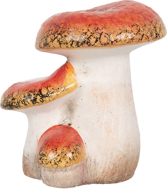 Clayre & Eef Decoratie Paddenstoel 10x9x12 cm Rood Wit Keramiek Herfst decoratie
