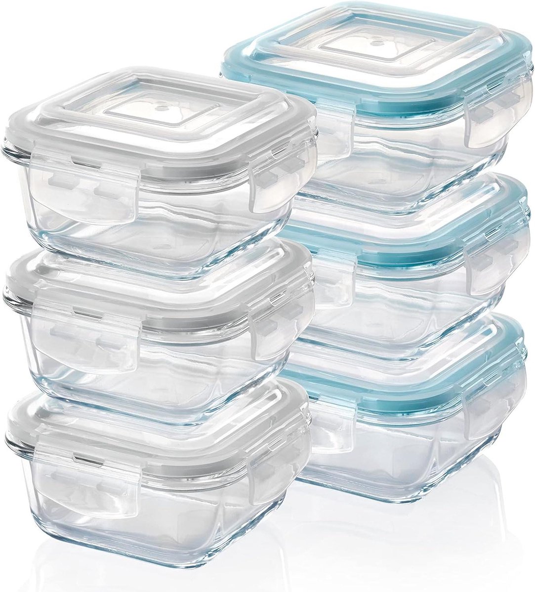 Grizzly Vershoudbakjes 6-pack 320 ml Vierkant Ovenschaal met deksels