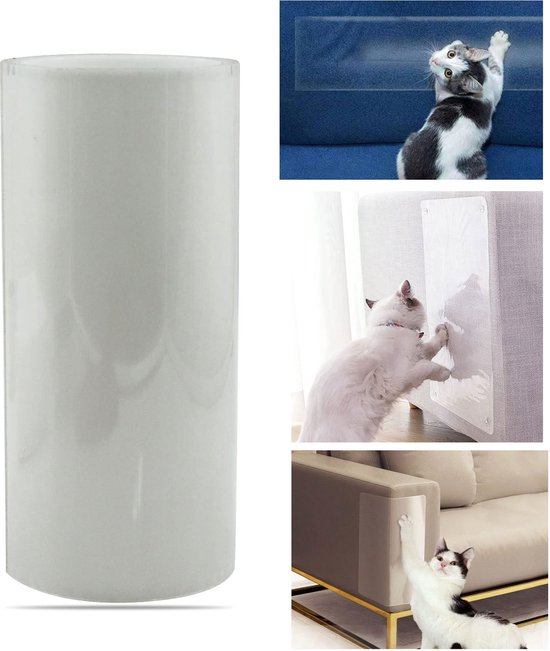 12 stuks kattenkrasbescherming transparante bank krasbescherming pads meubelbeschermers klauwbescherming voor meubels bank deur muur krasafweer van katten honden anti-kras folie voor katten met 60 schroeven