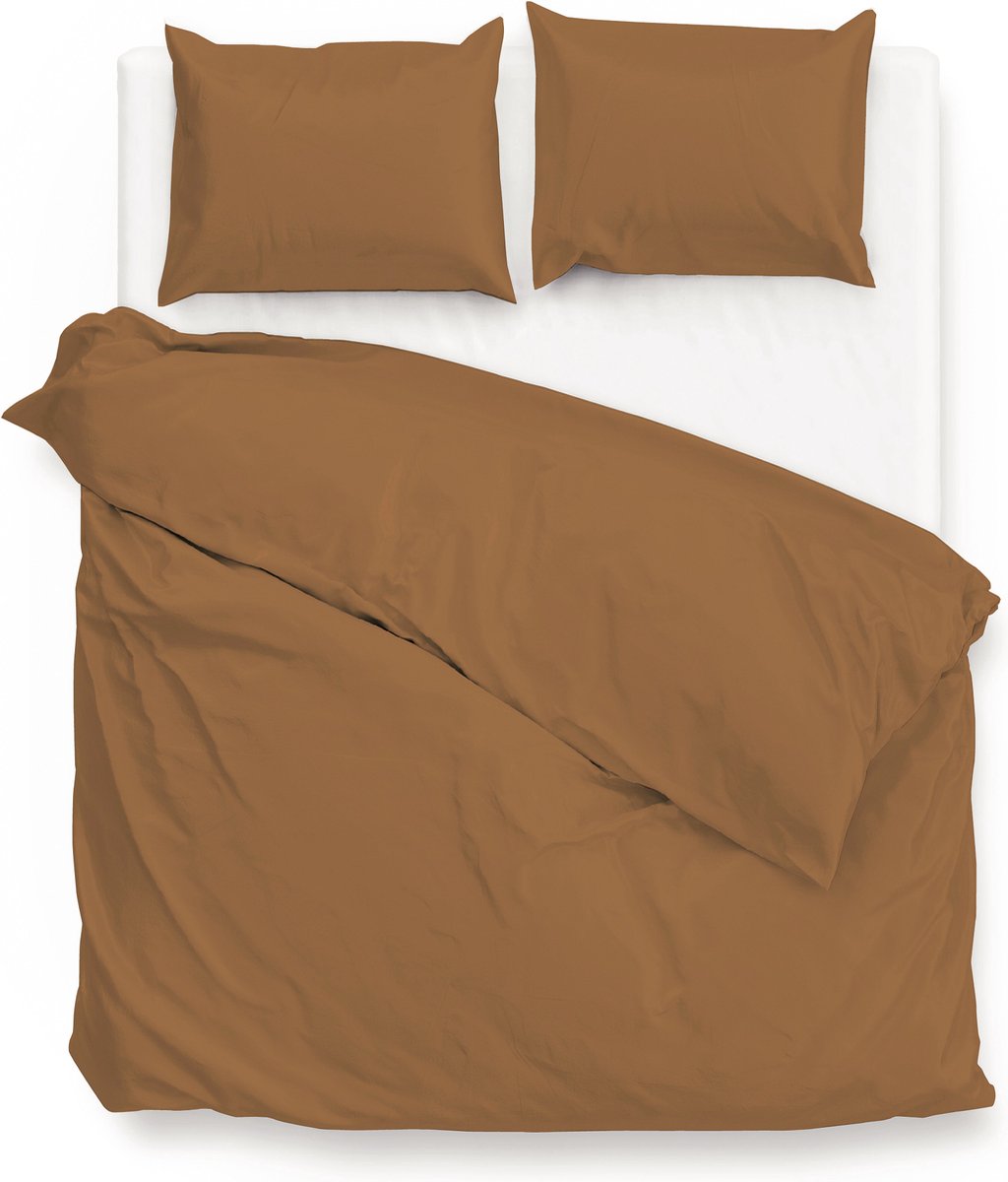 ZoHome Satinado Dekbedovertrek - Lits-jumeaux - 260x200/220 cm - Cognac Brown