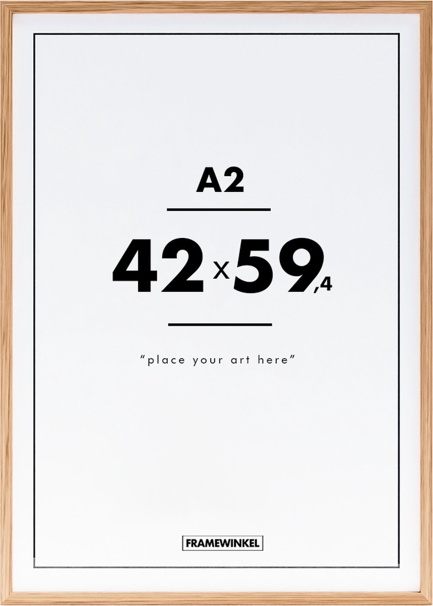 Fotolijst - Framewinkel - Premium Hout - Fotomaat 42x59,4 cm (A2) - Posterlijst - Fotolijstje - Eik