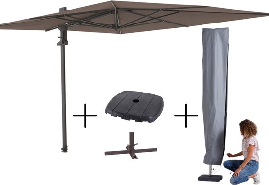 MEGA COMBI DEAL! Madison Parasol Saint-Tropez taupe + voet + hoes
