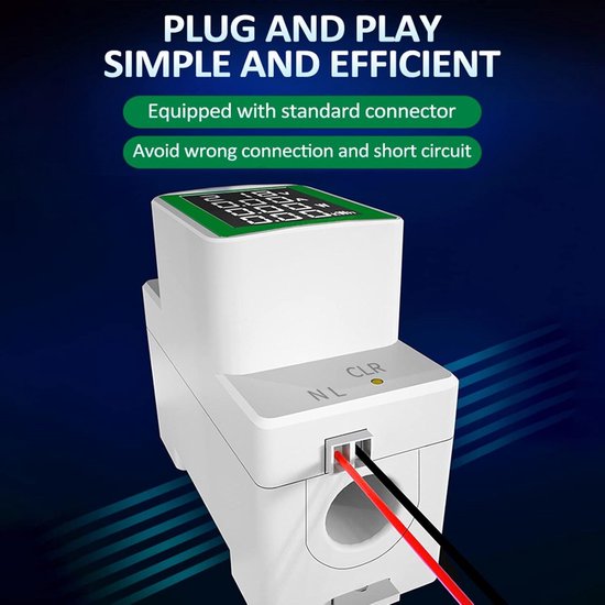 Single Phase Energy Meter DIN Rail AC Monitor 6-in-1 Multimeter AC 40-300V 100A Voltage Current Voltmeter Ammeter Watt Kwh Frequency Power Meter 110V 230V (External CT