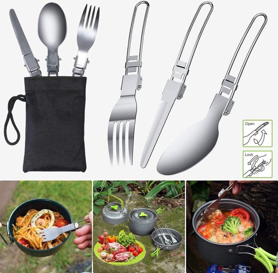 Campingpannenset 14 stuks aluminium draagbaar kookgerei - kamperen picknick BBQ - 2-3 personen reis waterkoker van Bo-Camp — afbeelding 2