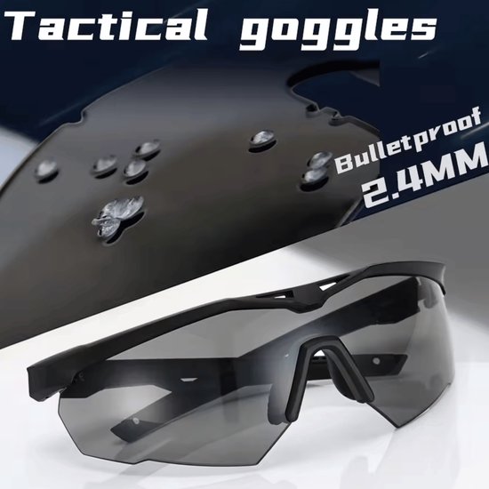 Flamengo Tactical Glasses - 3 LENZEN - 2,4mm uv400 - Explosion Proof veiligheidsbril schietbril beschermbril hiken sportbril vuurwerkbril outdoor avonturen wintersport -Complete set met Frame voor bril op sterkte van FLAMENGO — afbeelding 3