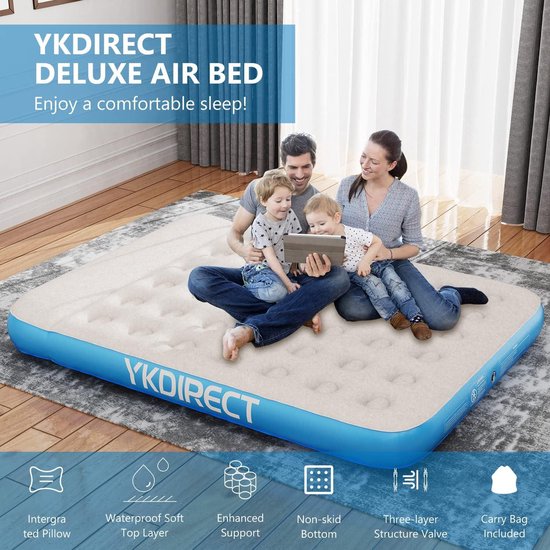 Air Mattress Inflatable with Built-in Cushion for Family Camping - Comfortable and Waterproof van Merkloos — afbeelding 4