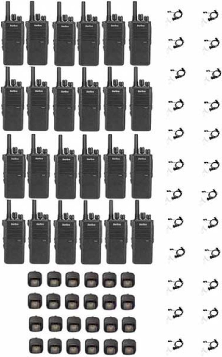 Set van 24 Inrico T522A IP66 4G LTE POC Zello Portofoon K1 2-Pins met beveiliging oortje