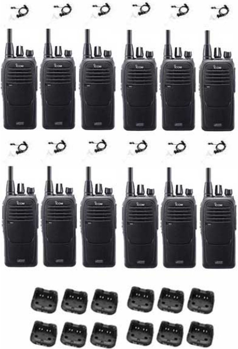 Set van 12 Icom IC-F29DR3 Digitaal portofoons met beveiliging headsets