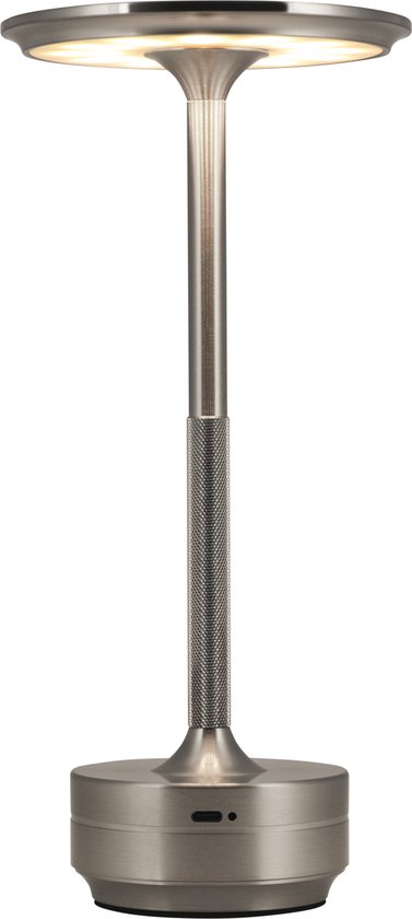 Goliving Lampe de Table Rechargeable - Sans Fil et dimmable - Lampe Tactile Moderne - Lampe de Nuit Chambre - Résistant aux éclaboussures - 27 cm - Argent