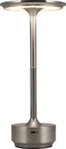 Goliving Tafellamp Oplaadbaar – Draadloos en dimbaar – Moderne touch lamp – Nachtlamp Slaapkamer – Spatwaterbestendig – 27 cm – Zilver