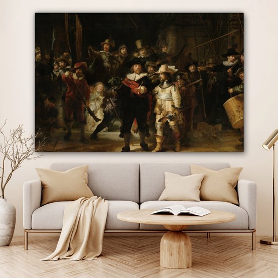 Toile - Peinture La Ronde de Nuit - Art - Maîtres anciens - Rembrandt - 180x120 cm - Décoration murale - Salon