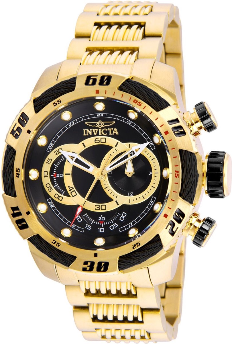 Invicta Speedway 25484 Heren Horloge - Waterdicht - Analoog - Quartz Uurwerk - Roestvrij Staal met zwarte Wijzerplaat - 50mm