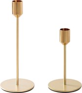 QUVIO Kandelaars - Set van 2 - Groot en klein - Kaarsenhouders - Kaarsenstandaard - Kaarsenonderzetter - Woonaccessoires - Decoratieve accessoires - Tafelschikking - Bruiloft - Verjaardag - Kerst - Metaal - Goud
