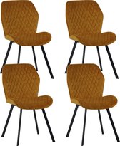 Colenis® - Chaise de salle à manger Rio - Set de 4 - Jaune ocre - Velours - Industriel