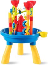 Bol.com Costway Zand en watertafel 2-in-1 Strandspeelset met Zandschep - Kinder zandbak Buitenspeelgoed - 46 x 46 x 66 cm aanbieding