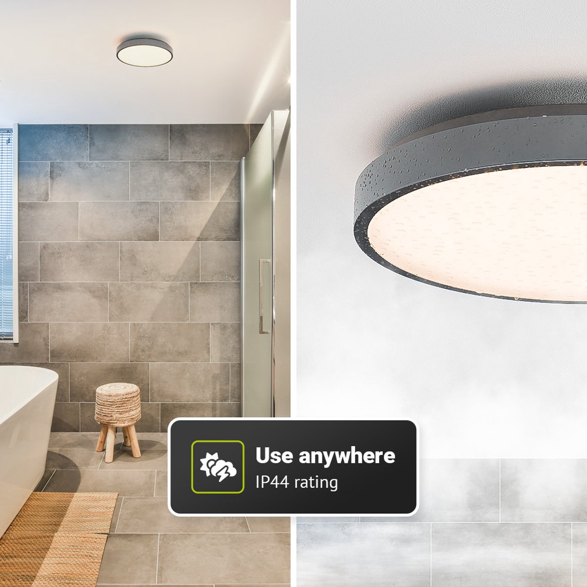 2 Badkamerlampen, 18W 2200lm 23CM, Moderne Plafondlamp
