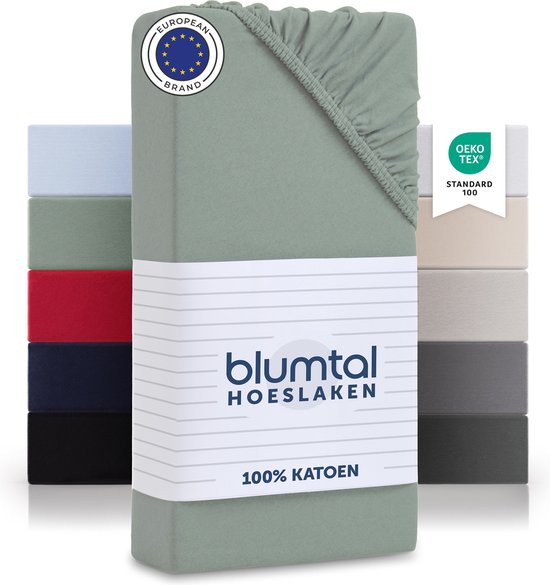 Drap- Hoeslaken Blumtal - Drap-housse - Jersey - Katoen - 140 x 200 x 30 cm - Vert d'été