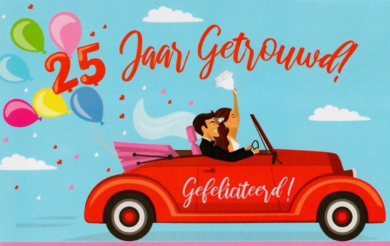 Wenskaart | 10 stuks | 25 jaar getrouwd! gefeliciteerd! | bol
