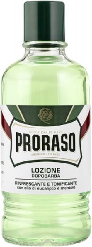 Proraso After Shave Lotion 400ml, verfrissend en tonifiërend met eucalyptusolie en menthol.