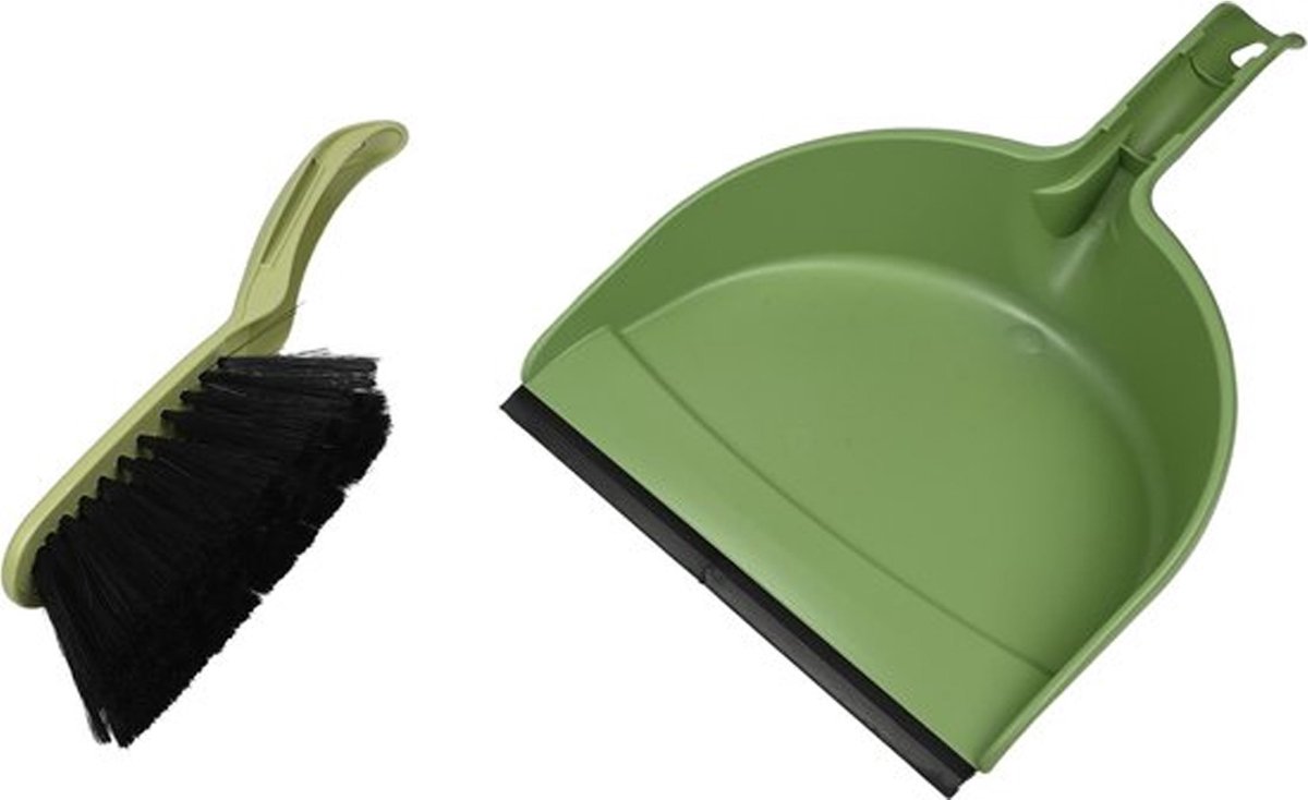 Goedkoopste Benson Stoffer en blik - kunststof - 33 x 22 cm - groen - rubber rand