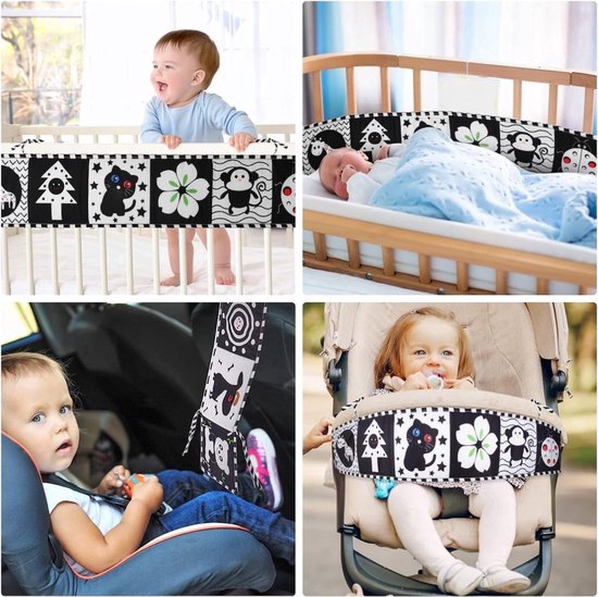 thumbnail: Baby Stoffen Knisperboek Met Spiegeltje – Zacht Speelgoed 0-6 Maanden, Sensorisch Activiteitenboek