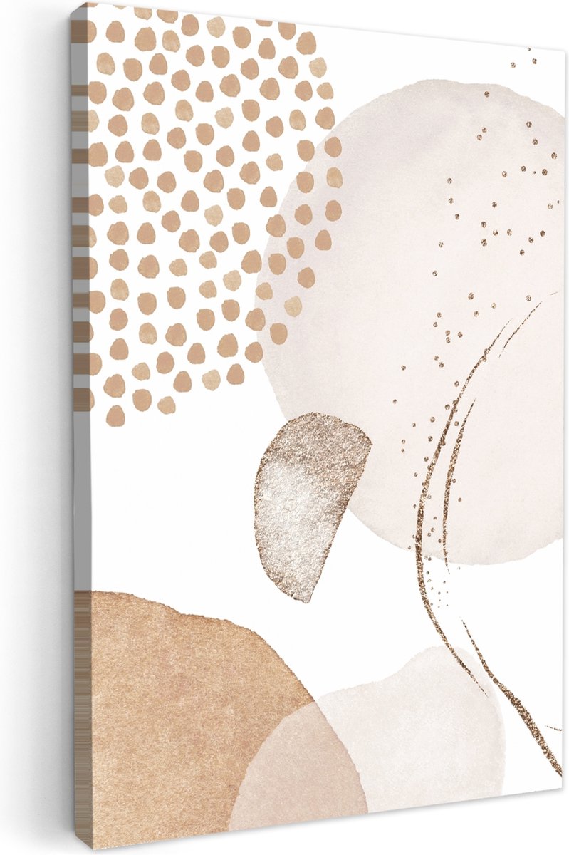 Canvas schilderij 20x30 cm - Wanddecoratie badkamer Watercolor - Pastel - Beige - Abstract