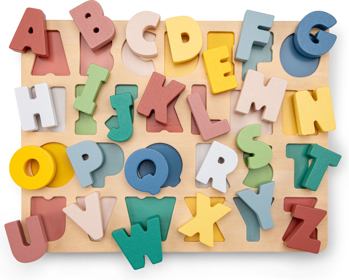 Woet® Houten Alfabet Puzzel - ABC Hoofdletters A t/m Z - Kleurrijke Educatieve Legpuzzel - Alfabet Leren - FSC - Peuterspeelgoed - Vanaf 2 Jaar — afbeelding 3
