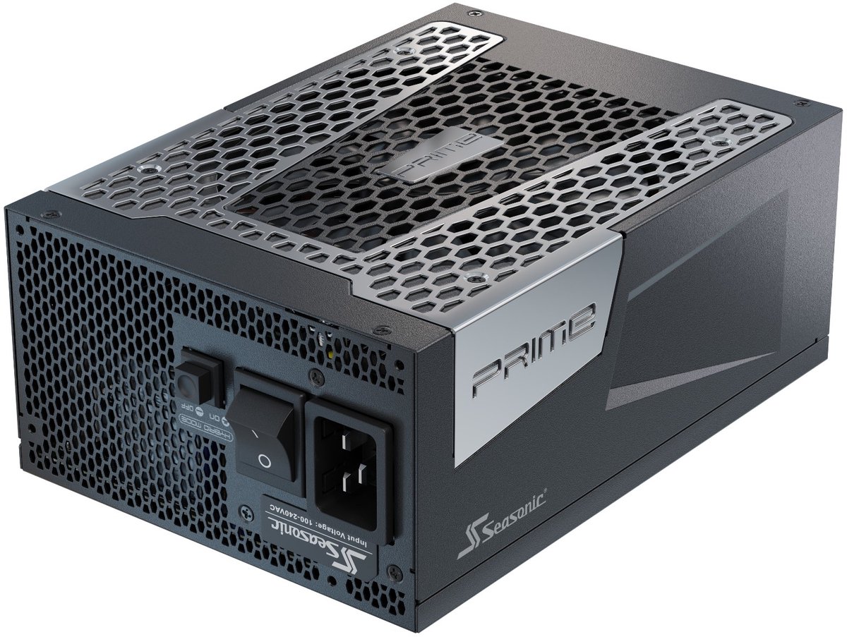 Seasonic Prime PX-1600 ATX 3.0 - Voeding - ATX12V 3.0 - 80 PLUS Platinum - 1600 Watt - Modulair - 100 - 240 Volt wisselstroom V - PCIe 5.0 - 12VHPWR connector - zwart, zilver